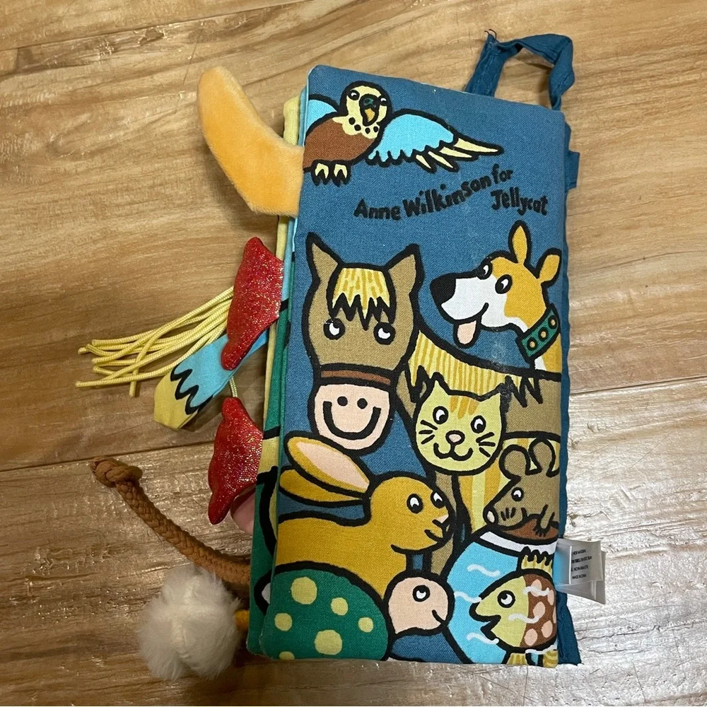 JELLYCAT LONDON BLUE PET TAILS SOFT CRINKLE FABRIC BABY TODDLER BOOK